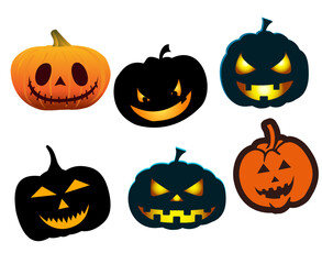 Pumpkin Halloween Objects Signs Symbols Vector Illustration Abstract With White Background