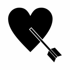 Heart shot by arrow vector icon. High quality and suitable for your design, web design, mobile app design, etc. Isolated vector illustration on a white background.