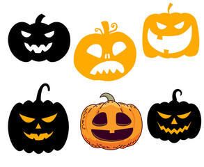 Pumpkin Halloween Objects Signs Symbols Vector Illustration Abstract With White Background