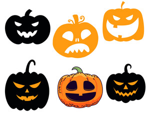 Pumpkin Halloween Objects Signs Symbols Vector Illustration Abstract With White Background