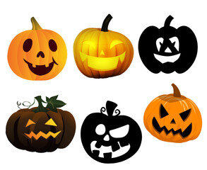 Pumpkin Halloween Objects Signs Symbols Vector Illustration Abstract With White Background