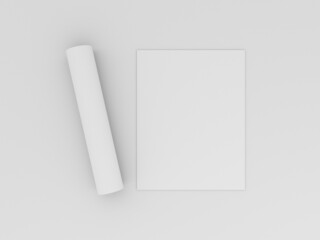 Letterhead pad, Flyer, Leaflet mockup Presentation. Elegant stationery mockup in 3D rendered illustration in white background. 