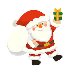 絵本っぽい手描き風のかわいいサンタクロース