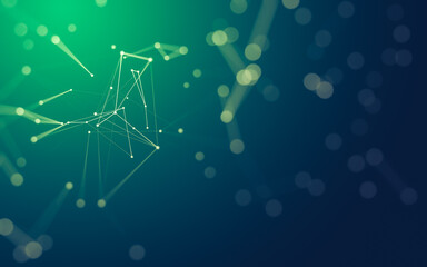 Abstract background. Molecules technology with polygonal shapes, connecting dots and lines. Connection structure. Big data visualization.