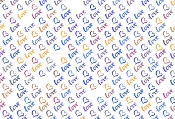 Light Multicolor vector background with hearts.