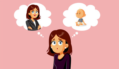 Woman Choosing Baby or Career Vector Illustration