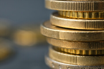 Fototapeta na wymiar Stack of coins, closeup view