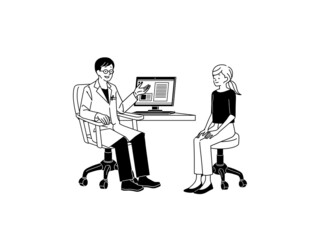 医師の診察を受けている女性-黒