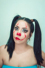 portrait of woman with clown makeup