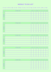 Note, scheduler, diary, calendar planner document template illustration. weekly to do list form.