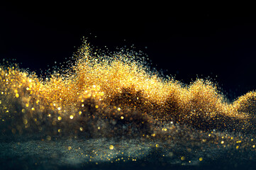 Glitter Bombs grunge, gold glitter defocused abstract Twinkly Lights Background.