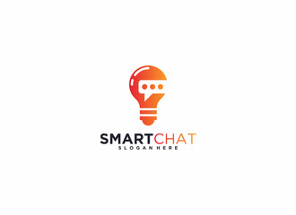 smart chat illustration logo with bulb reflecting intelligence in chat