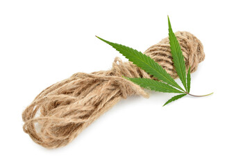 Hemp rope on white background