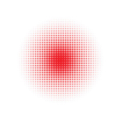 Red Halftone Gradation. Vector Illustration. Abstract Shape. Texture Element. Dot Element. Circle Element. Gradient Grunge. Round Set. Design Dots.