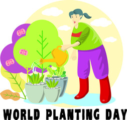 person watering flowers