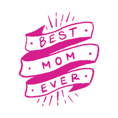 Vector Best Mom Illustration on White Background