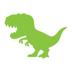 Vector Green T-Rex Silhouette on White Backround