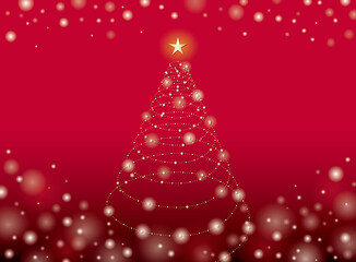 Holiday illumination with a tree illustration red background