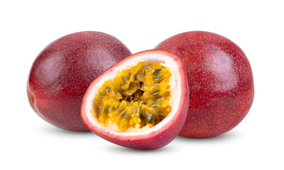 Purple passion fruit isolated on white