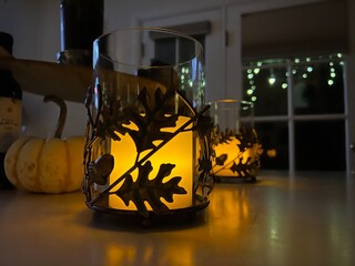 Fall candles in the table