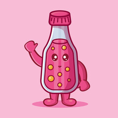 cute bottle juice mascot smile isolated cartoon in flat style