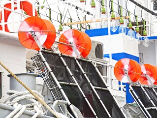 fishing gears in a fishing boat.