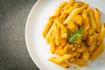 pumpkin penne pasta alfredo sauce