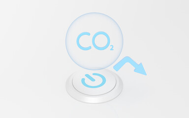 Carbon emissions and decline arrow, 3d rendering.