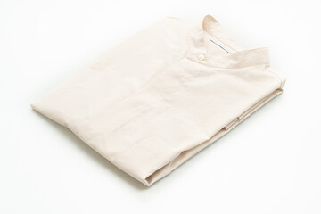 beige shirt fold on white background
