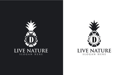 Pineapple Icon minimalist letter D logo design vector.

