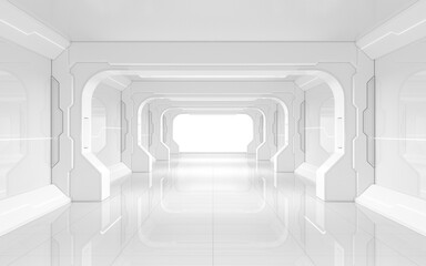 White empty tunnel, futuristic room, 3d rendering. © Vink Fan