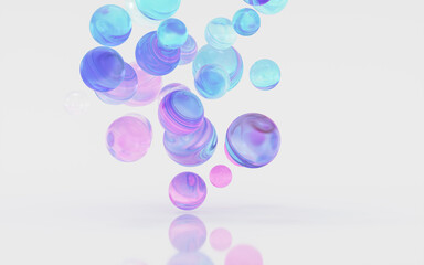 Gradient glass ball with white background, 3d rendering.
