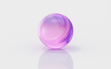 Gradient glass ball with white background, 3d rendering.