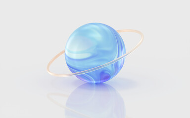 Gradient glass ball with white background, 3d rendering.