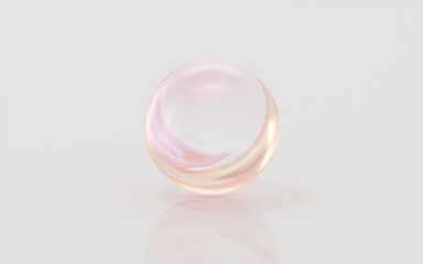 Gradient glass ball with white background, 3d rendering.