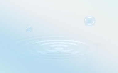 Gradient water and bubbles, 3d rendering.