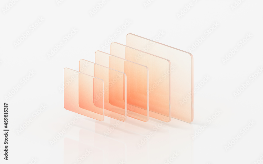 Poster Gradient glass with white background, 3d rendering.