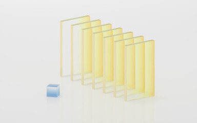 Gradient glass with white background, 3d rendering.
