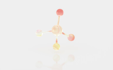 Gradient molecules with white background, 3d rendering.