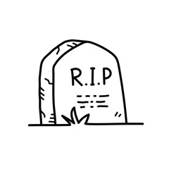 illustration of a headstone, hand drawn vector doodle of a gravestone in a cemetery.