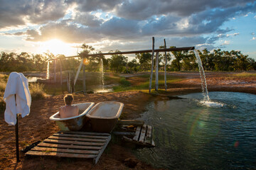 Hot artesian bore in outback Queensland, Australia.