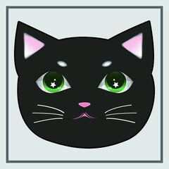 Black Cat Avatar with star in eyes