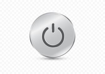 Power button isolated on transparent background. Shut down symbol. Glass plates circle shape. Vector illustration.