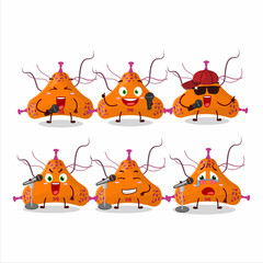 A Cute Cartoon design concept of bacteria virus singing a famous song