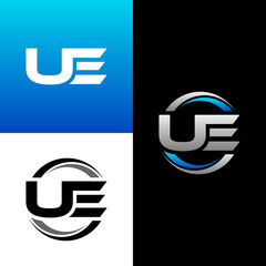 UE Letter Initial Logo Design Template Vector Illustration