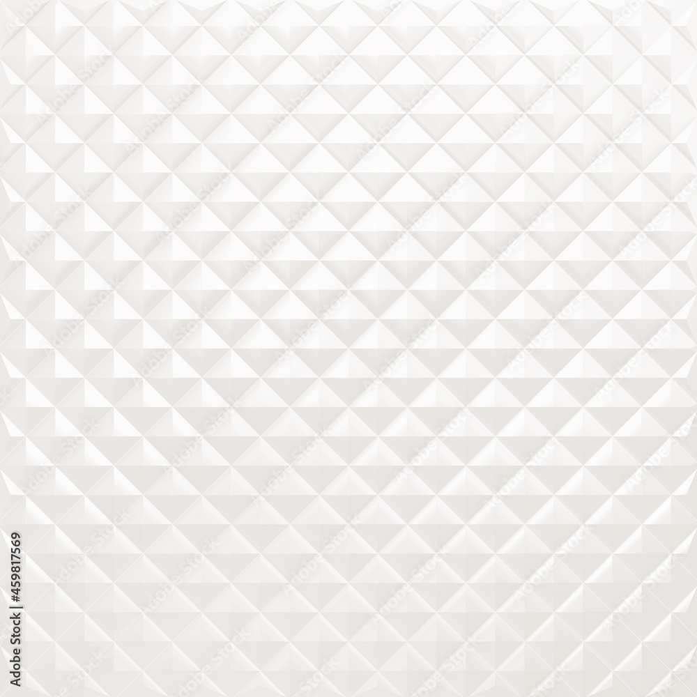 Poster white 3d pyramids pattern background. seamless background with white volumetric of a square pyramid 
