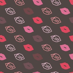 Pink Red Kiss Cute Silhouette Vector Graphic Art Seamless Pattern