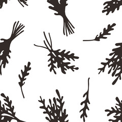 Doodle arugula seamless pattern. Hand drawn stylish fruit and vegetable. Vector artistic drawing fresh organic food. Summer illustration vegan ingrediens for smoothies