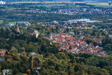 Fototapeta na wymiar Panoramic view of the city of Kronberg in the Rhein Main region near Frankfurt, Hesse, Germany