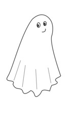 A ghost with eyes and a smile on a white background